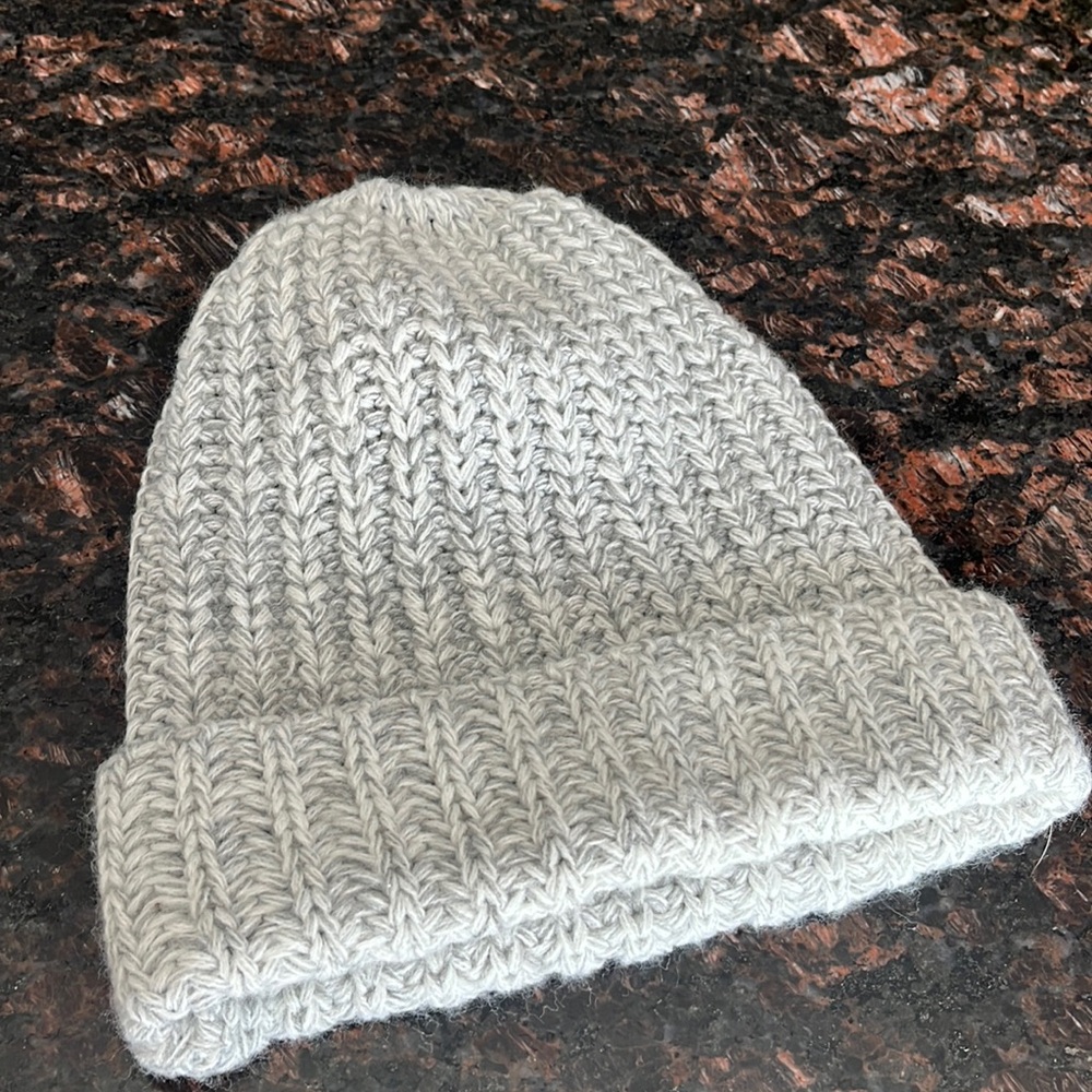 Unisex White & Grey Knitted Hat